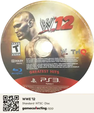 WWE '12 PlayStation 3, NTSC disc