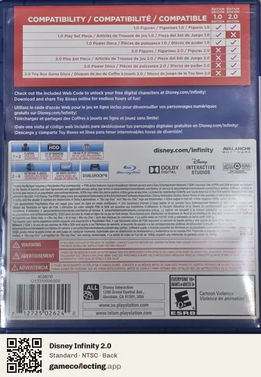 Disney Infinity 2.0 PlayStation 4, NTSC box back