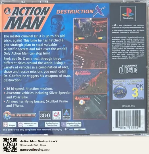 Action Man: Destruction X PlayStation, PAL box back