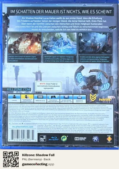 Killzone: Shadow Fall PlayStation 4, Germany box back