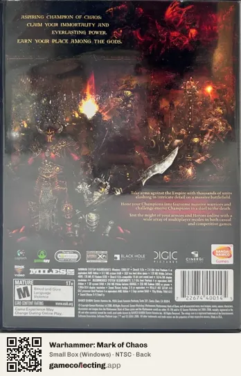 Warhammer: Mark of Chaos Computer, NTSC box back