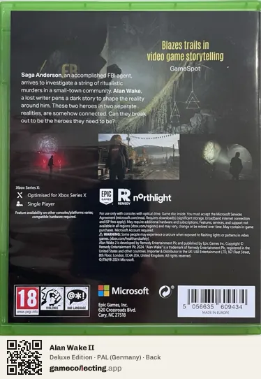 Alan Wake II Xbox Series X, Germany box back
