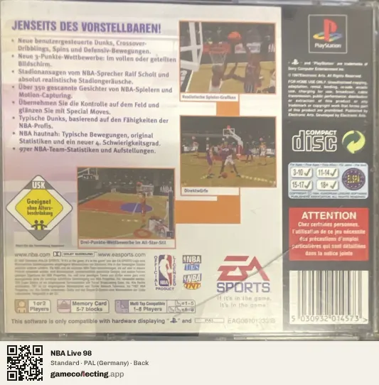 NBA Live 98 PlayStation, Germany box back