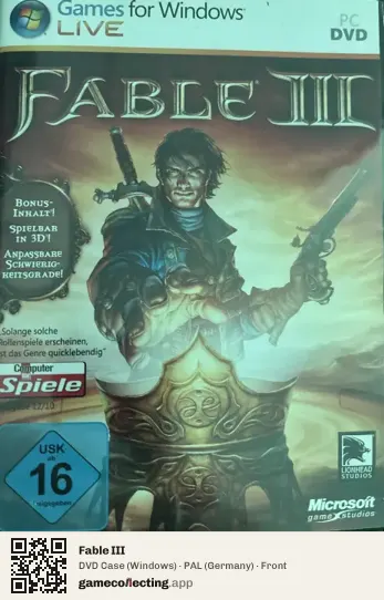 Fable III Computer, Germany box front