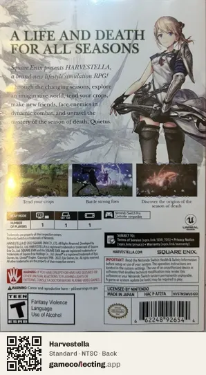 Harvestella Nintendo Switch, NTSC box back