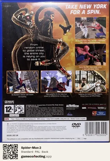 Spider-Man 2 PlayStation 2, PAL box back