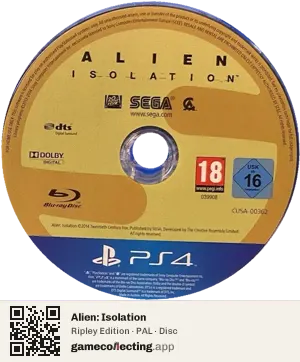 Alien: Isolation PlayStation 4, PAL disc