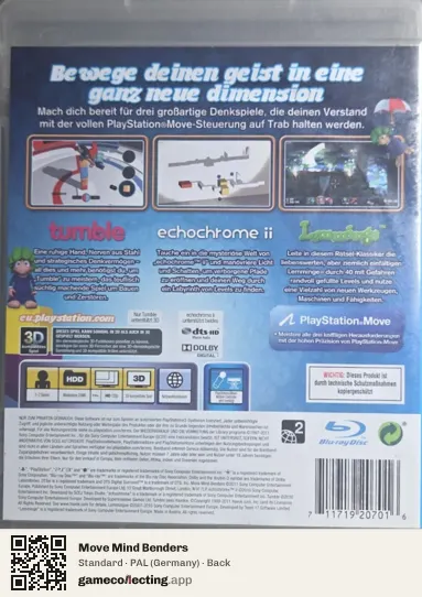 Move Mind Benders PlayStation 3, Germany box back