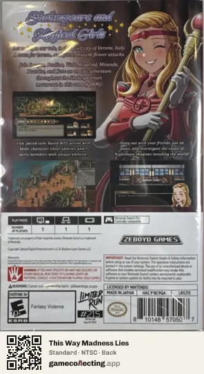 This Way Madness Lies Nintendo Switch, NTSC box back