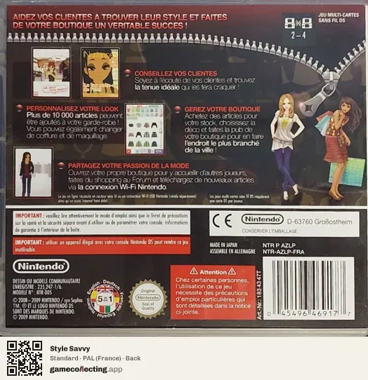 Style Savvy Nintendo DS, France box back
