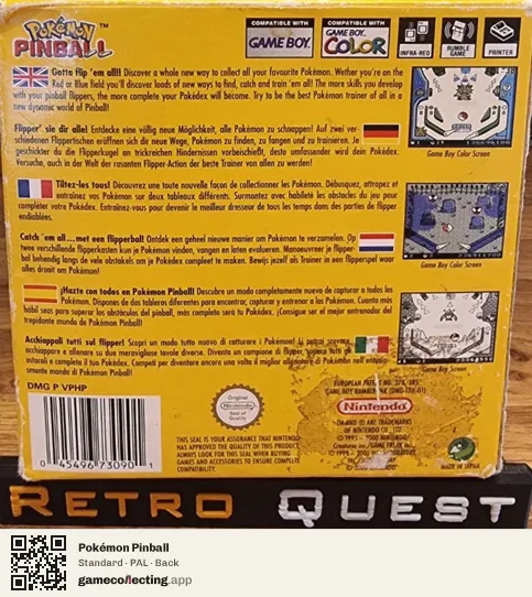 Pokémon Pinball Game Boy Color, PAL box back