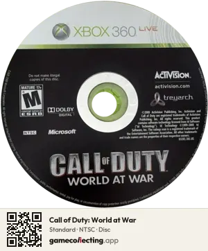 Call of Duty: World at War Xbox 360, NTSC disc