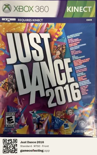 Just Dance 2016 Xbox 360, NTSC box front
