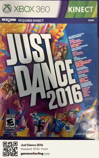 Just Dance 2016 Xbox 360, NTSC box front