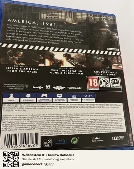Wolfenstein II: The New Colossus PlayStation 4, United Kingdom box back