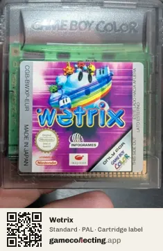 Wetrix Game Boy Color, PAL cartridge label