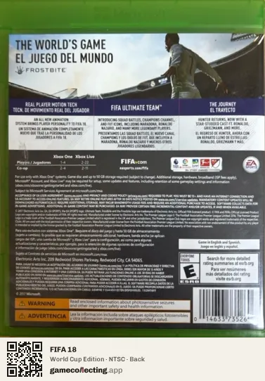FIFA 18 Xbox One, NTSC box back