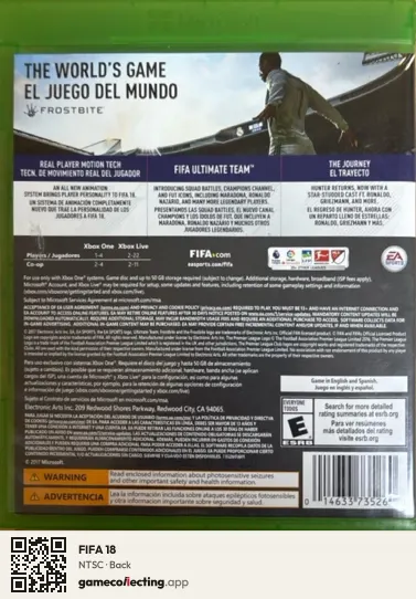 FIFA 18 Xbox One, NTSC box back