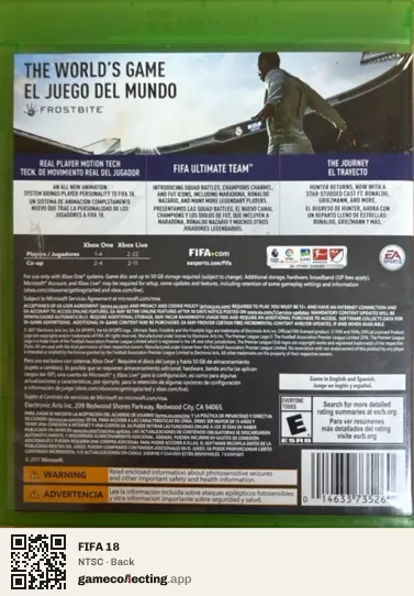 FIFA 18 Xbox One, NTSC box back