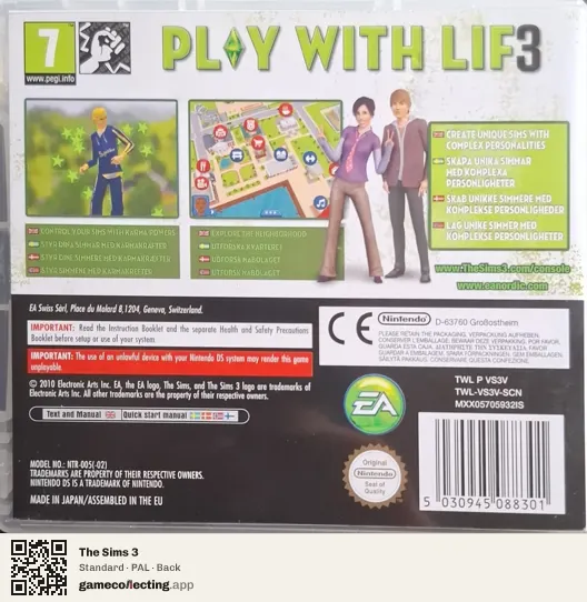 The Sims 3 Nintendo DS, PAL box back
