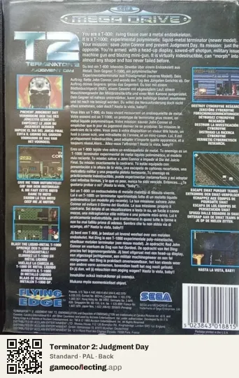 Terminator 2: Judgment Day Sega Mega Drive / Genesis, PAL box back