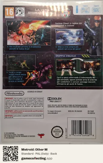 Metroid: Other M Nintendo Wii, Italy box back