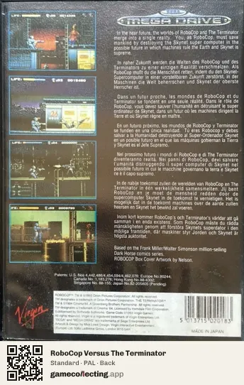 RoboCop Versus The Terminator Sega Mega Drive / Genesis, PAL box back