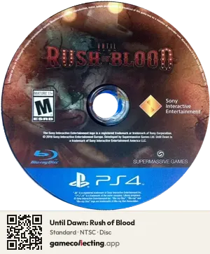 Until Dawn: Rush of Blood PlayStation 4, NTSC disc