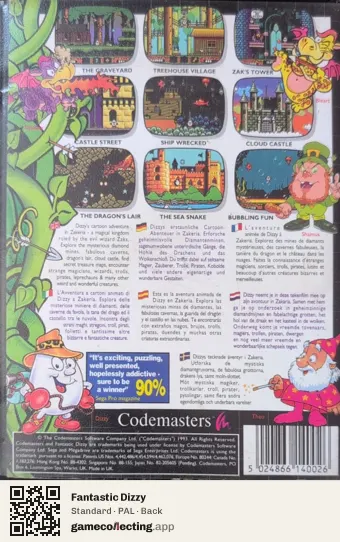 Fantastic Dizzy Sega Mega Drive / Genesis, PAL box back