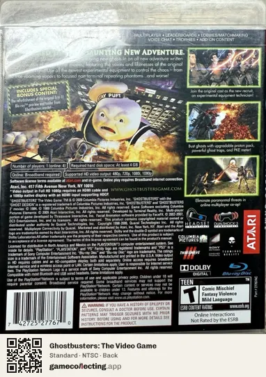 Ghostbusters: The Video Game PlayStation 3, NTSC box back