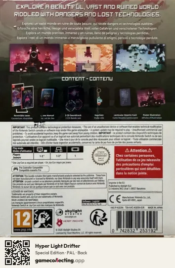 Hyper Light Drifter Nintendo Switch, PAL box back