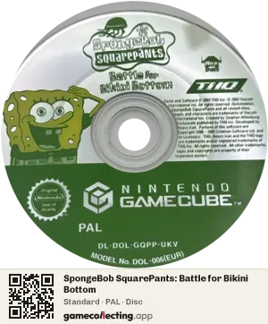SpongeBob SquarePants: Battle for Bikini Bottom Nintendo GameCube, PAL disc