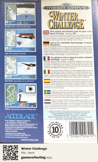Winter Challenge Sega Mega Drive / Genesis, PAL box back