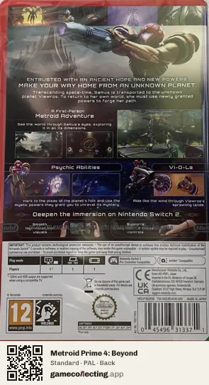 Metroid Prime 4: Beyond Nintendo Switch 2, PAL box back