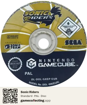 Sonic Riders Nintendo GameCube, PAL disc