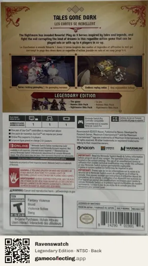 Ravenswatch Nintendo Switch, NTSC box back