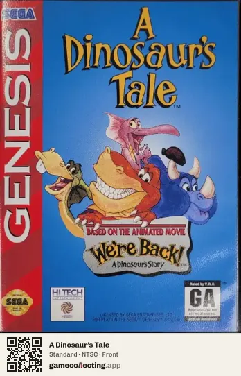 A Dinosaur's Tale Sega Mega Drive / Genesis, NTSC box front