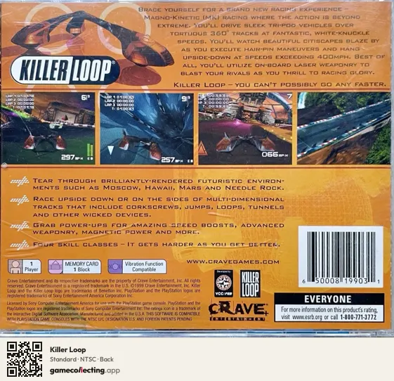 Killer Loop PlayStation, NTSC box back
