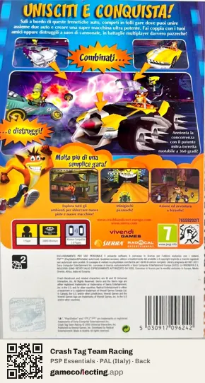 Crash Tag Team Racing PlayStation Portable, Italy box back