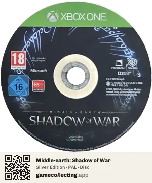 Middle-earth: Shadow of War Xbox One, PAL disc