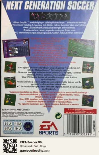 FIFA Soccer 96 Sega Mega Drive / Genesis, PAL box back