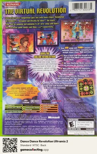 Dance Dance Revolution Ultramix 2 Xbox, NTSC box back