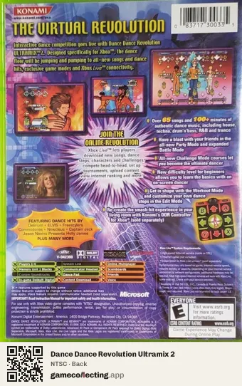 Dance Dance Revolution Ultramix 2 Xbox, NTSC box back