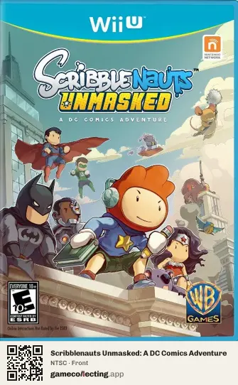 Scribblenauts Unmasked: A DC Comics Adventure Nintendo Wii U, NTSC box front