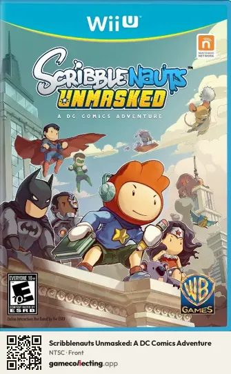 Scribblenauts Unmasked: A DC Comics Adventure Nintendo Wii U, NTSC box front