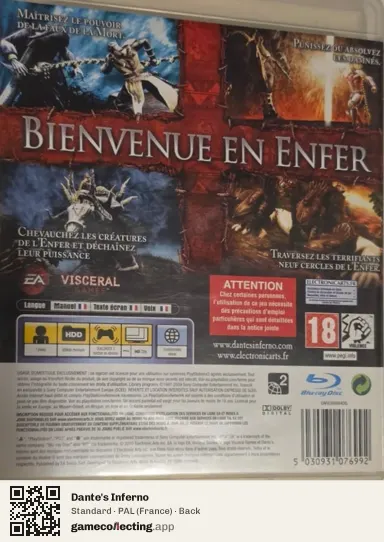 Dante's Inferno PlayStation 3, France box back
