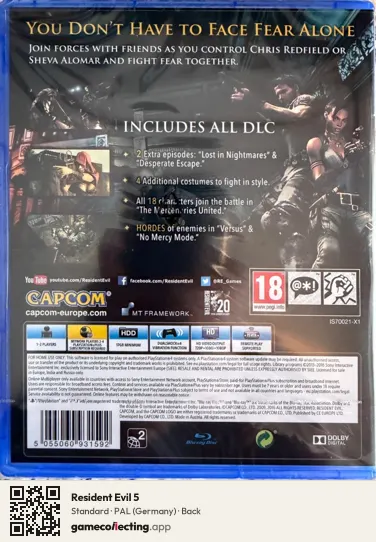Resident Evil 5 PlayStation 4, Germany box back