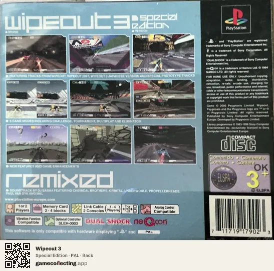 Wipeout 3 PlayStation, PAL box back