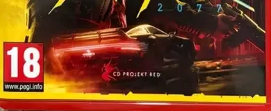 Cyberpunk 2077, the PEGI square on its front