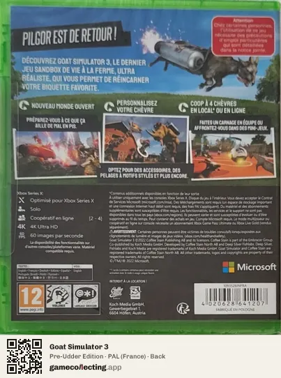 Goat Simulator 3 Xbox Series X, France box back